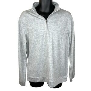 NEW George Light Grey Pullover Jacket Medium Mens Long Sleeve Stretch Zip Collar